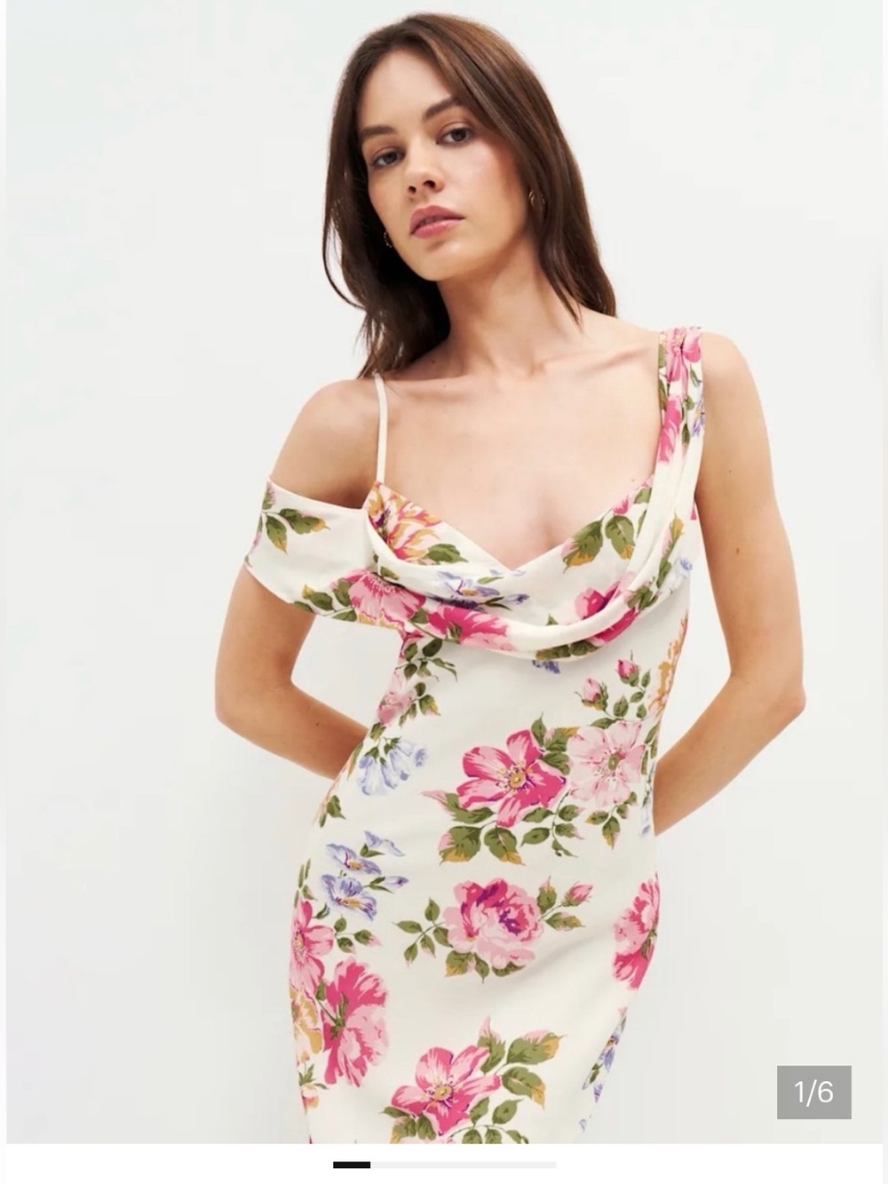 REFORMATION Reya Dress -  Giverny Rose Garden Floral Prink Midi - size 0